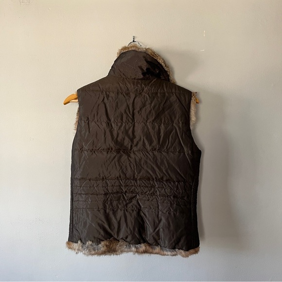 Burberry London Reversible Rabbit Fur Vest Green Brown Size M - Picture 3 of 7
